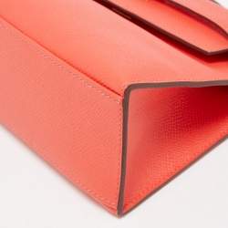 Hermes Rouge Pivoine Epsom Leather Gold Finish Kelly Pochette