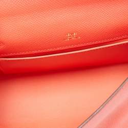 Hermes Rouge Pivoine Epsom Leather Gold Finish Kelly Pochette
