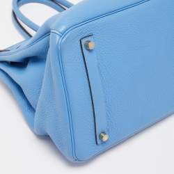 Hermès Bleu Paradis Clemence Leather Gold Finish Birkin 35 Bag