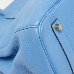 Hermès Bleu Paradis Clemence Leather Gold Finish Birkin 35 Bag