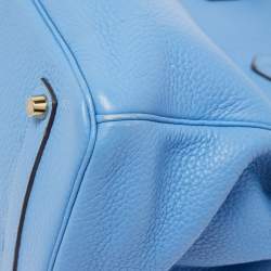 Hermès Bleu Paradis Clemence Leather Gold Finish Birkin 35 Bag