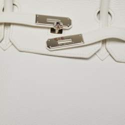 Hermes Blanc Togo Leather Palladium Finish Birkin 40 Bag