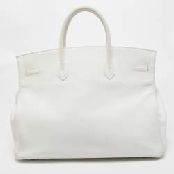 Hermes Blanc Togo Leather Palladium Finish Birkin 40 Bag