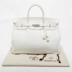 Hermes Blanc Togo Leather Palladium Finish Birkin 40 Bag