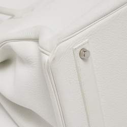 Hermes Blanc Togo Leather Palladium Finish Birkin 40 Bag