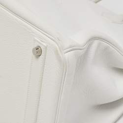 Hermes Blanc Togo Leather Palladium Finish Birkin 40 Bag