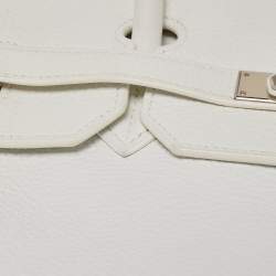 Hermes Blanc Togo Leather Palladium Finish Birkin 40 Bag