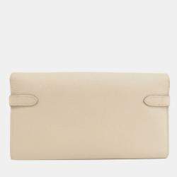 Pre Owned Hermes Kelly cream long wallet Epson ladies