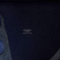 Hermes Blue Agate Taurillion Clemence Leather Picotin Lock 18 Bag