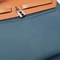 Hermes Natural/Bleu De Malte Leather and Canvas Herbag Zip 39 Bag