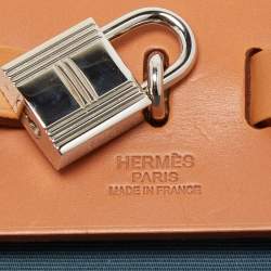 Hermes Natural/Bleu De Malte Leather and Canvas Herbag Zip 39 Bag