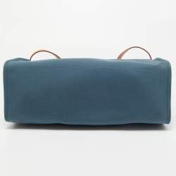 Hermes Natural/Bleu De Malte Leather and Canvas Herbag Zip 39 Bag