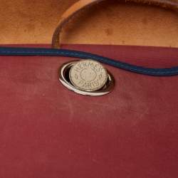 Pre Owned Hermes Ruby/Bleu de Malte/Naturel Leather and Canvas Herbag Zip 31 Bag