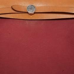 Pre Owned Hermes Ruby/Bleu de Malte/Naturel Leather and Canvas Herbag Zip 31 Bag