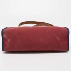 Pre Owned Hermes Ruby/Bleu de Malte/Naturel Leather and Canvas Herbag Zip 31 Bag