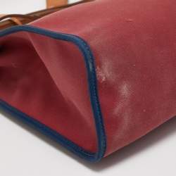Pre Owned Hermes Ruby/Bleu de Malte/Naturel Leather and Canvas Herbag Zip 31 Bag