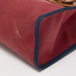 Pre Owned Hermes Ruby/Bleu de Malte/Naturel Leather and Canvas Herbag Zip 31 Bag