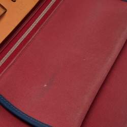 Pre Owned Hermes Ruby/Bleu de Malte/Naturel Leather and Canvas Herbag Zip 31 Bag