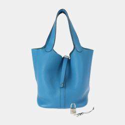 Hermes Picotin Lock bag MM Blue glacier Clemence leather Silver hardware