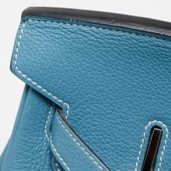 Pre Owned Hermes Bleu Jean Togo Leather Palladium Finish Birkin 40 Bag