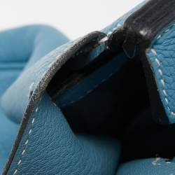 Pre Owned Hermes Bleu Jean Togo Leather Palladium Finish Birkin 40 Bag