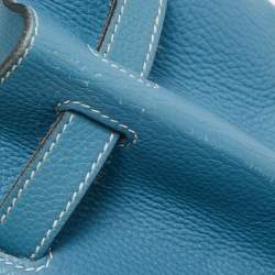 Pre Owned Hermes Bleu Jean Togo Leather Palladium Finish Birkin 40 Bag