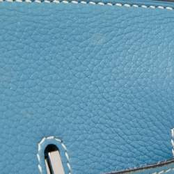 Pre Owned Hermes Bleu Jean Togo Leather Palladium Finish Birkin 40 Bag