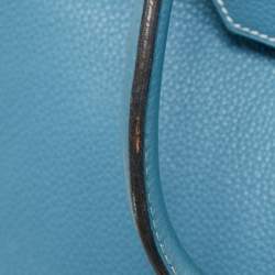 Pre Owned Hermes Bleu Jean Togo Leather Palladium Finish Birkin 40 Bag