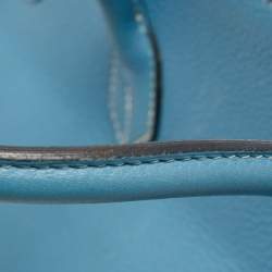 Pre Owned Hermes Bleu Jean Togo Leather Palladium Finish Birkin 40 Bag