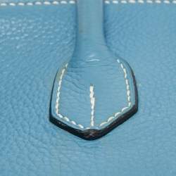 Pre Owned Hermes Bleu Jean Togo Leather Palladium Finish Birkin 40 Bag