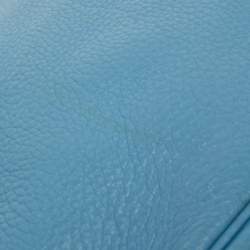Pre Owned Hermes Bleu Jean Togo Leather Palladium Finish Birkin 40 Bag