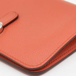 Pre Owned Hermes Capuccine Evercolor Leather Dogon Compact Wallet