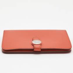 Pre Owned Hermes Capuccine Evercolor Leather Dogon Compact Wallet