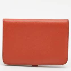 Pre Owned Hermes Capuccine Evercolor Leather Dogon Compact Wallet