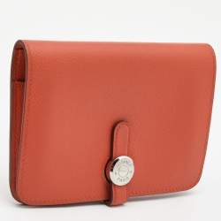 Pre Owned Hermes Capuccine Evercolor Leather Dogon Compact Wallet