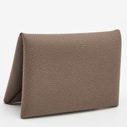Hermes Etoupe Epsom Leather Calvi Card Holder