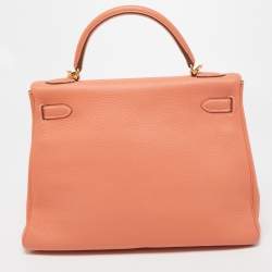 Hermes Crevette Taurillion Clemence Leather Gold Finish Kelly Retourne 32 Bag