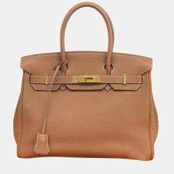 Hermes Garden Pm Tote Bag Handbag Dark Brown Toile Officier Buffle
