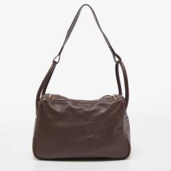 Hermes Chocolate Swift Leather Palladium Finish Lindy 34 Bag