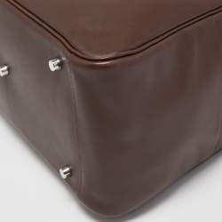 Hermes Chocolate Swift Leather Palladium Finish Lindy 34 Bag