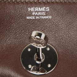 Hermes Chocolate Swift Leather Palladium Finish Lindy 34 Bag