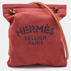 Hermes Rouge H/Gold Toile Canvas and Swift Leather Aline Bag Hermes
