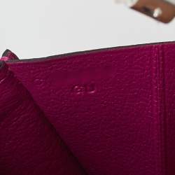 Pre Owned Hermes Rose Pourpre Ostrich Constance Compact Wallet