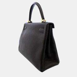 Pre Owned Hermes Black Togo Leather Gold Hardware Kelly 28 Retourne Bag 