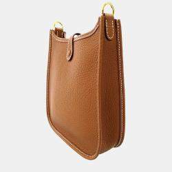 Pre Owned Hermes Gold Taurillon Clemence Leather Evelyne TPM Shoulder Bag