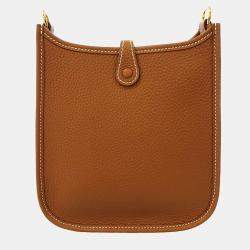 Pre Owned Hermes Gold Taurillon Clemence Leather Evelyne TPM Shoulder Bag