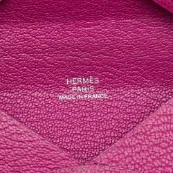 Hermes Cyclamen Chevre Mysore Leather Calvi Card Holder