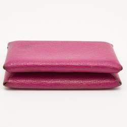Hermes Cyclamen Chevre Mysore Leather Calvi Card Holder