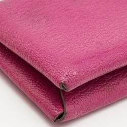 Hermes Cyclamen Chevre Mysore Leather Calvi Card Holder
