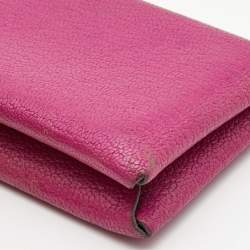 Hermes Cyclamen Chevre Mysore Leather Calvi Card Holder